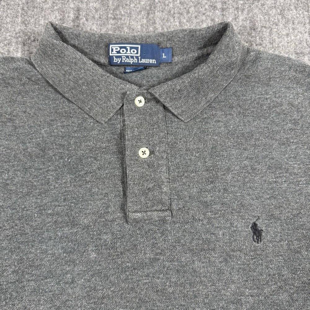 Polo Ralph Lauren Men's Polo Shirt Large Gray Short Sleeve Pony Logo Cotton